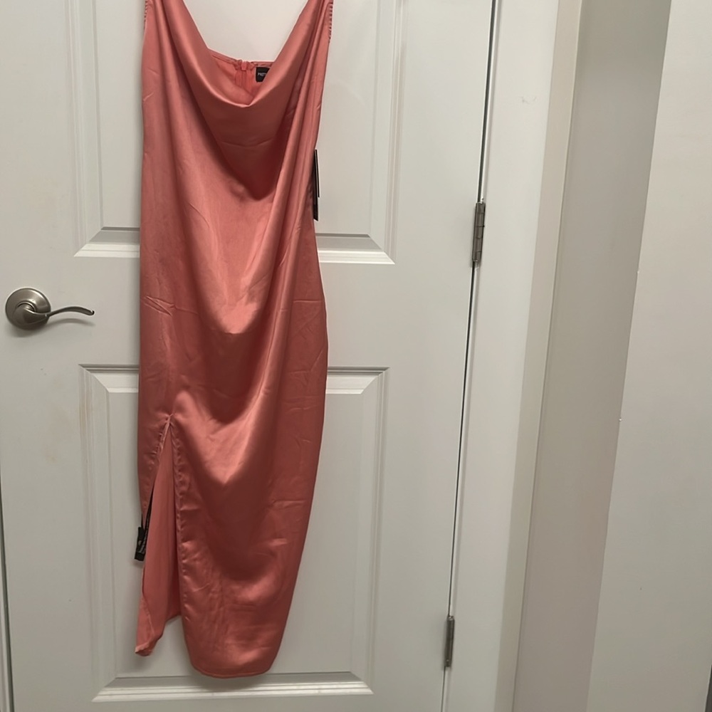Pretty Little Things rose strappy satin cowl midi dress size 6